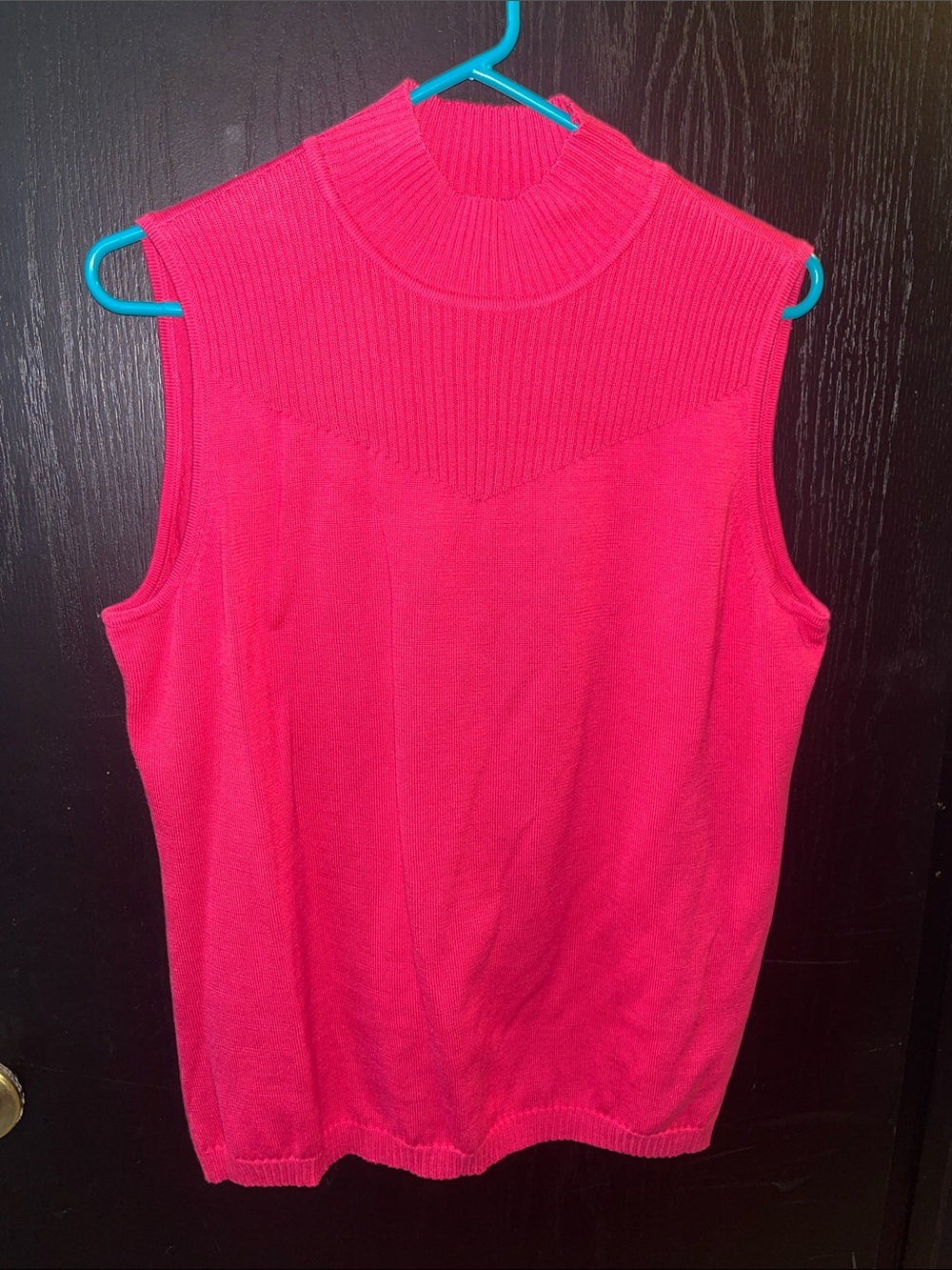 villager Sleeveless Mock Neck Tank - Hot Pink vintage